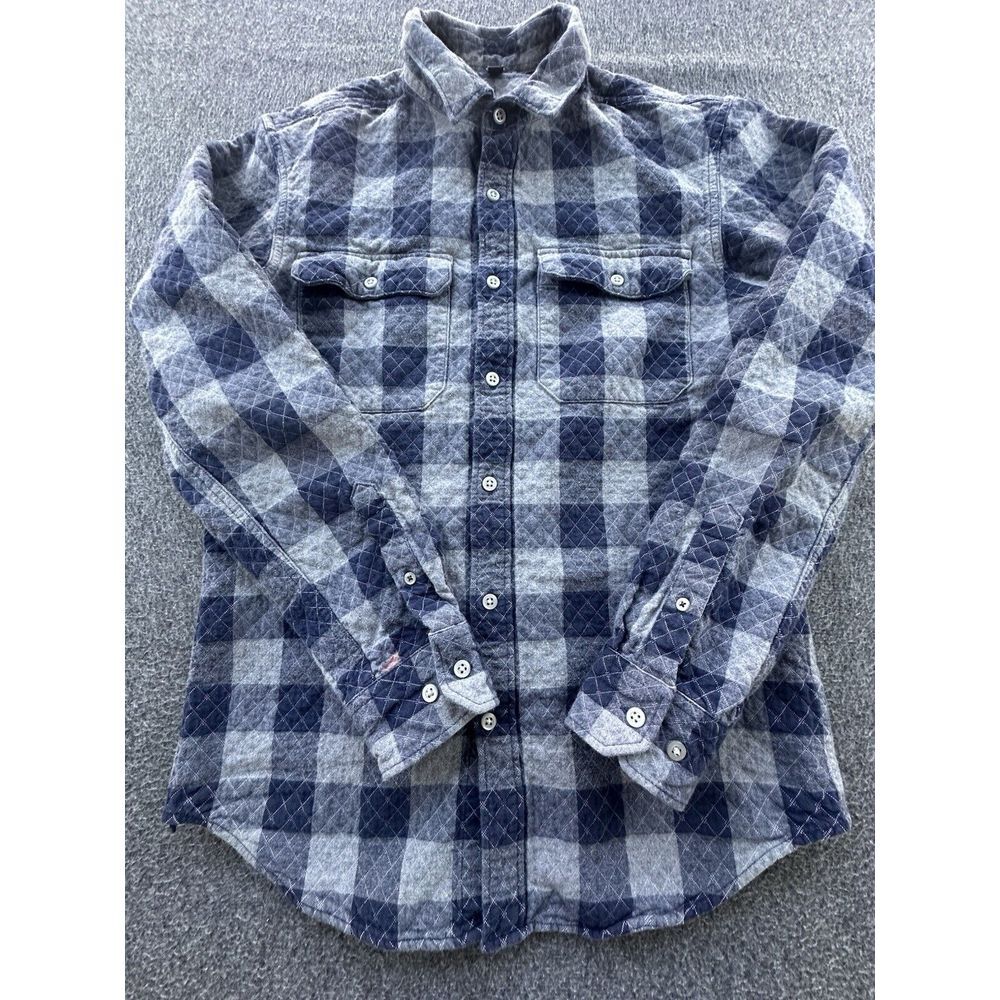Banana Republic Shirt Mens Small‎ Blue Plaid Button Up Quilted Flannel Slim Fit